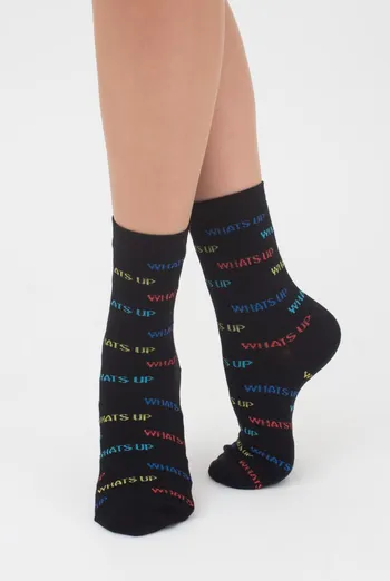 Носки женские классические с надписью WS3 text 003 Giulia (black) Носки женские классические с надписью WS3 text 003 Giulia (black)
