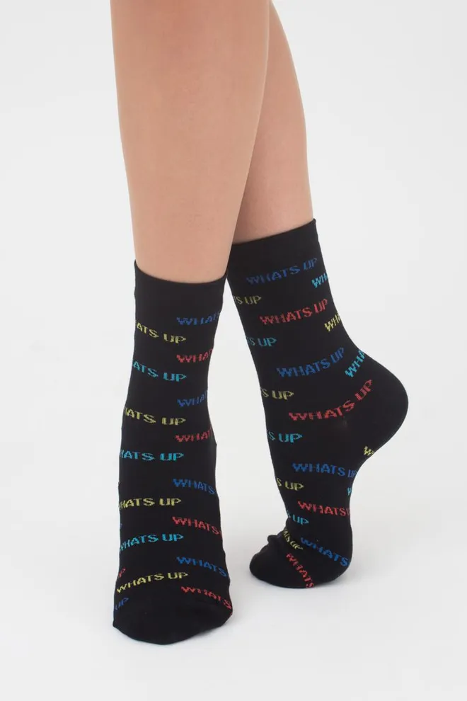 Шкарпетки жіночі класичні з написом WS3 text 003 Giulia (black)