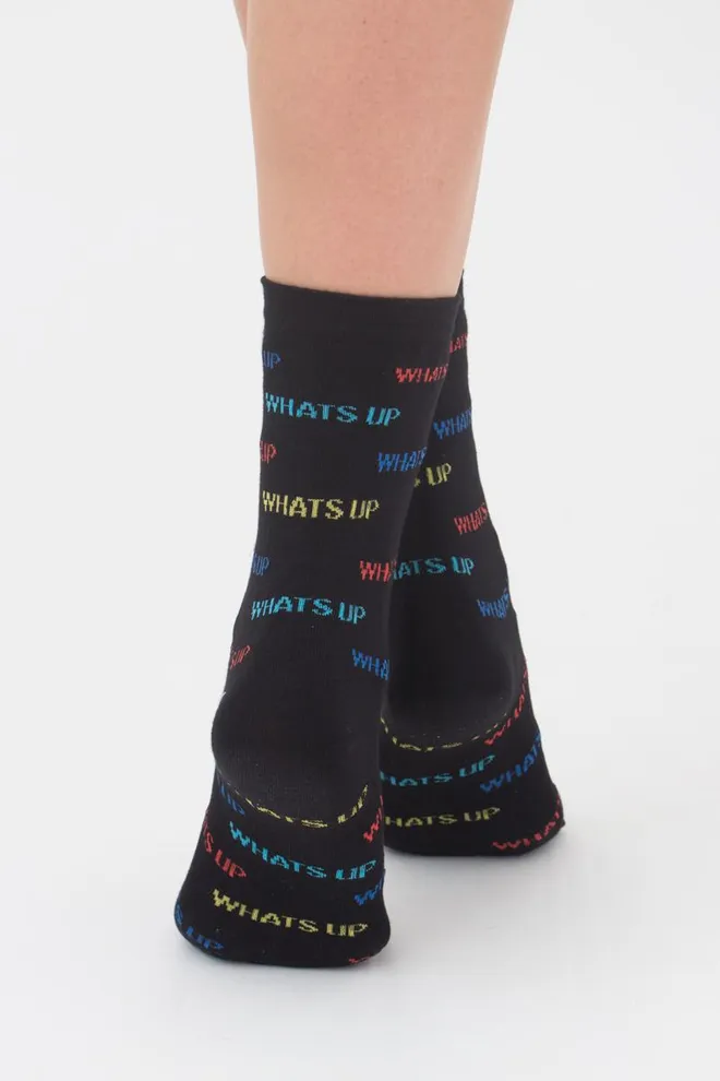 Шкарпетки жіночі класичні з написом WS3 text 003 Giulia (black)