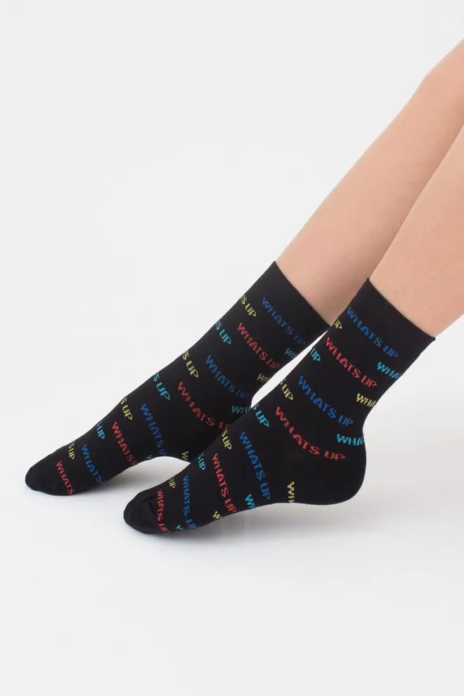 Шкарпетки жіночі класичні з написом WS3 text 003 Giulia (black)