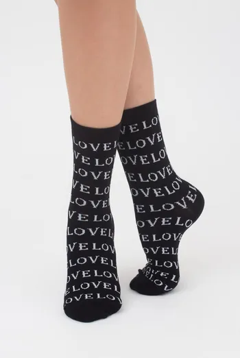 Носки женские классические с надписью WS3 text 004 Giulia (black) Носки женские классические с надписью WS3 text 004 Giulia (black)