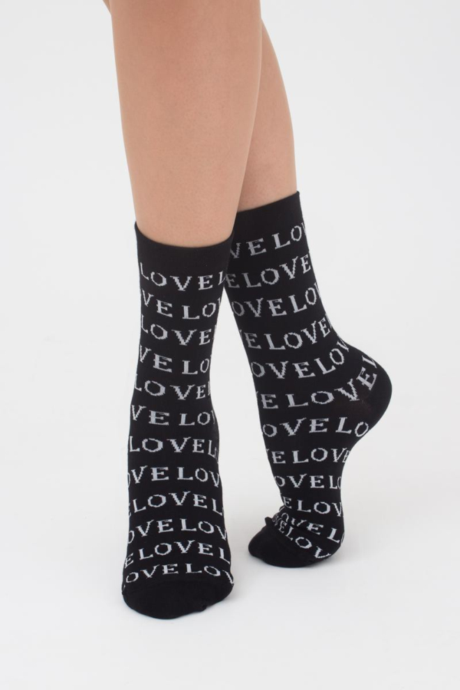 Шкарпетки жіночі класичні з написом WS3 text 004 Giulia (black)
