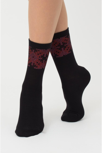 Носки женские классические с принтом WS3 Ukr 002 Giulia (black/red) Носки женские классические с принтом WS3 Ukr 002 Giulia (black/red)