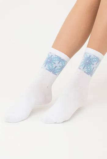 Носки женские классические с принтом WS3 Ukr 002 Giulia (white/avio) Носки женские классические с принтом WS3 Ukr 002 Giulia (white/avio)