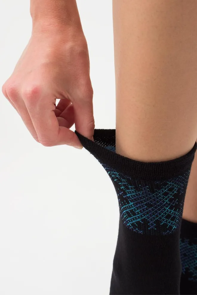 Шкарпетки жіночі класичні з принтом WS3 Ukr 002 Giulia (black/avio)