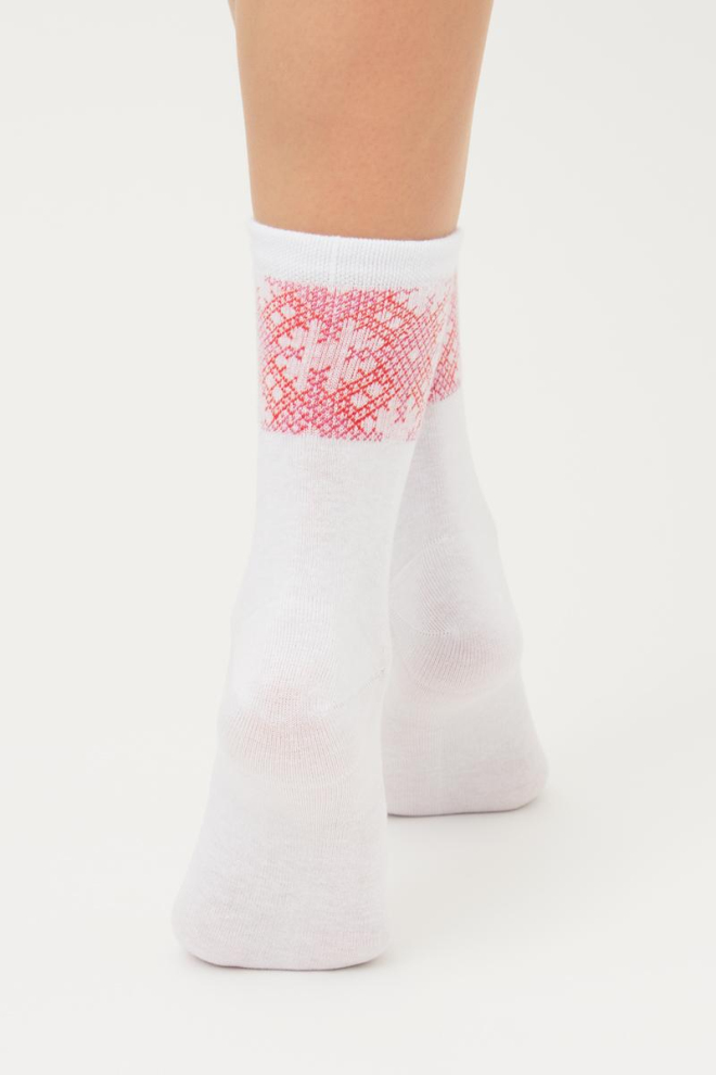 Шкарпетки жіночі класичні з принтом WS3 Ukr 002 Giulia (white/red)