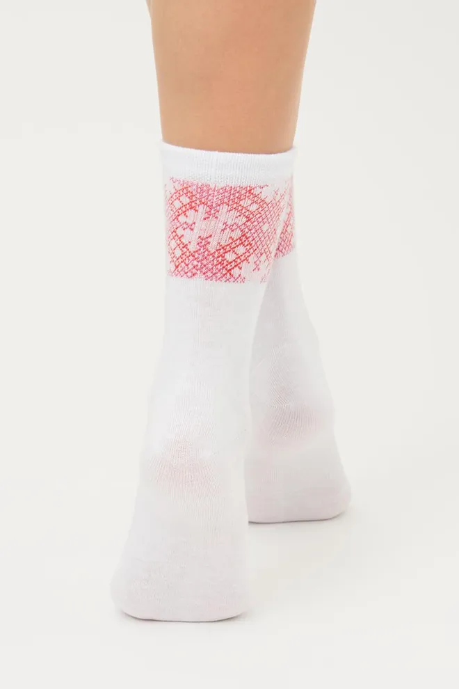 Шкарпетки жіночі класичні з принтом WS3 Ukr 002 Giulia (white/red)