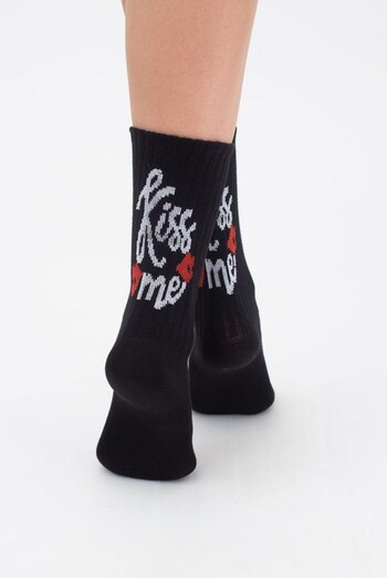 Шкарпетки жіночі класичні з написом Ws3 valentine 001 Giulia (black)