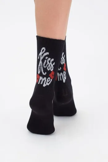 Носки женские классические с надписью Ws3 valentine 001 Giulia (black) Носки женские классические с надписью Ws3 valentine 001 Giulia (black)