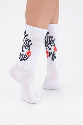 Шкарпетки жіночі класичні з написом Ws3 valentine 001 Giulia (white)