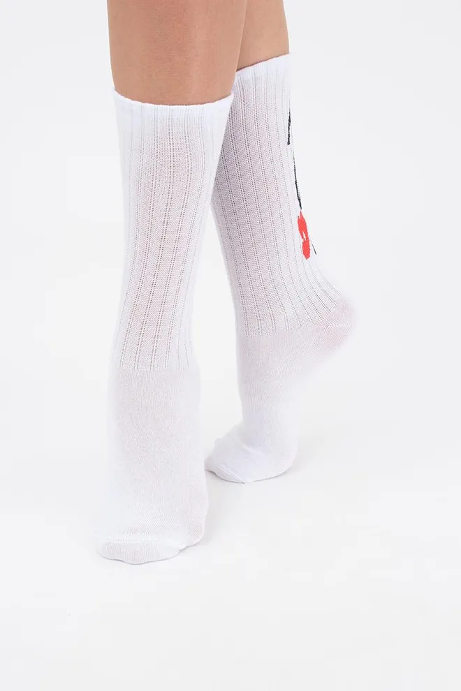 Носки женские классические с надписью Ws3 valentine 001 Giulia (white)