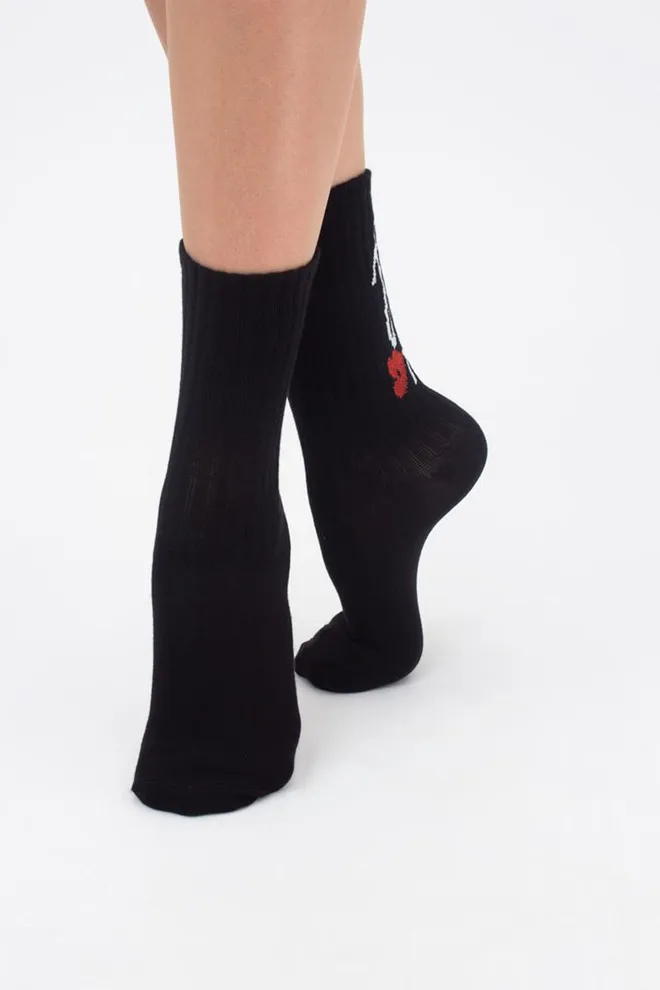 Носки женские классические с надписью Ws3 valentine 001 Giulia (black)