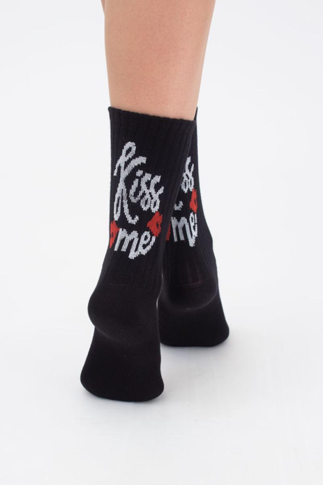 Шкарпетки жіночі класичні з написом Ws3 valentine 001 Giulia (black)