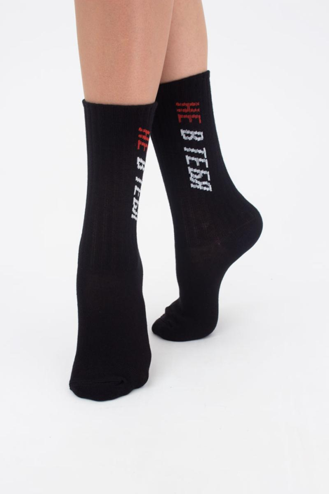 Шкарпетки жіночі класичні з написом Ws3 valentine 002 Giulia (black)
