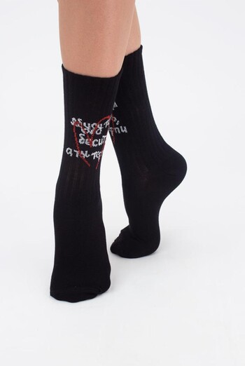 Шкарпетки жіночі класичні з написом Ws3 valentine 003 Giulia (black)