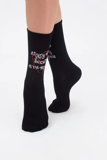 Носки женские классические с надписью Ws3 valentine 003 Giulia (black) Носки женские классические с надписью Ws3 valentine 003 Giulia (black)
