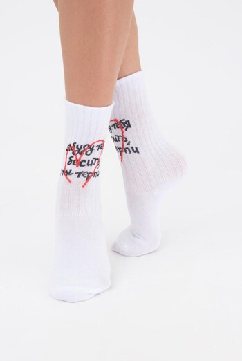 Шкарпетки жіночі класичні з написом Ws3 valentine 003 Giulia (white)