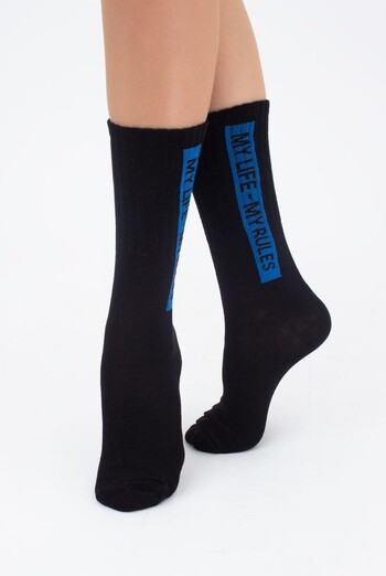 Шкарпетки жіночі високі з написом WS4C-013 Giulia (blue) Шкарпетки жіночі високі з написом WS4C-013 Giulia (blue)