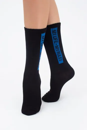 Шкарпетки жіночі високі з написом WS4C-013 Giulia (blue)