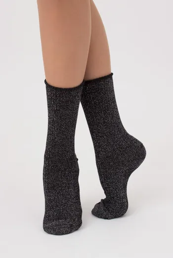 Носки женские с люрексом Ws4 lurex rib 001 Giulia (pirate black) Носки женские с люрексом Ws4 lurex rib 001 Giulia (pirate black)