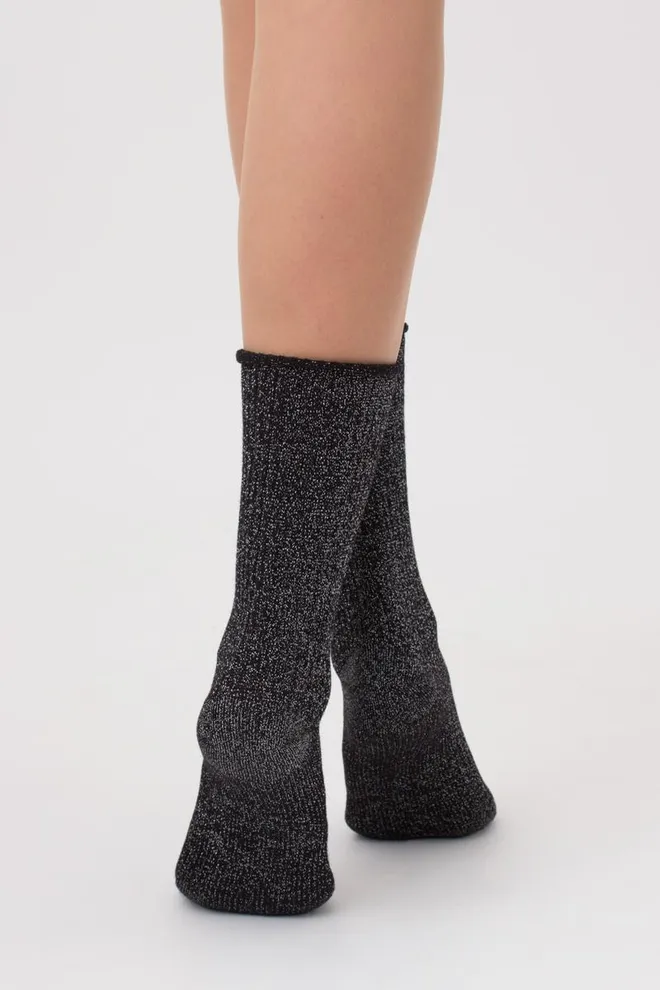 Шкарпетки жіночі з люрексом Ws4 lurex rib 001 Giulia (pirate black)