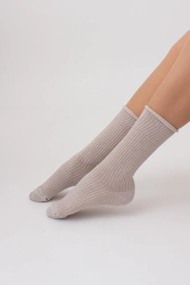 Шкарпетки жіночі з люрексом Ws4 lurex rib 001 Giulia (moonlight)