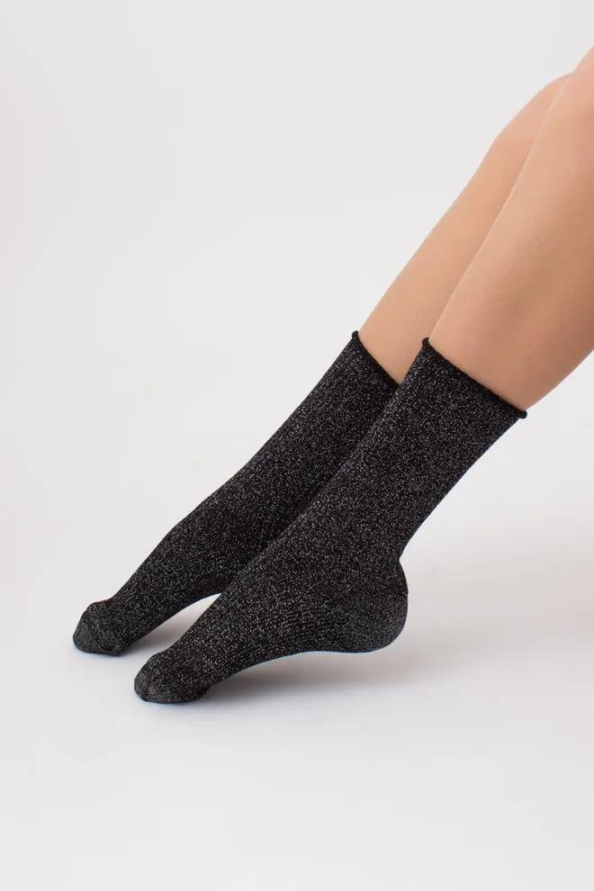 Шкарпетки жіночі з люрексом Ws4 lurex rib 001 Giulia (nero)