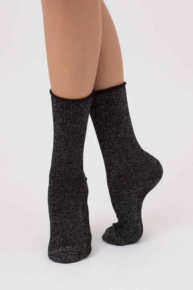 Шкарпетки жіночі з люрексом Ws4 lurex rib 001 Giulia (nero)