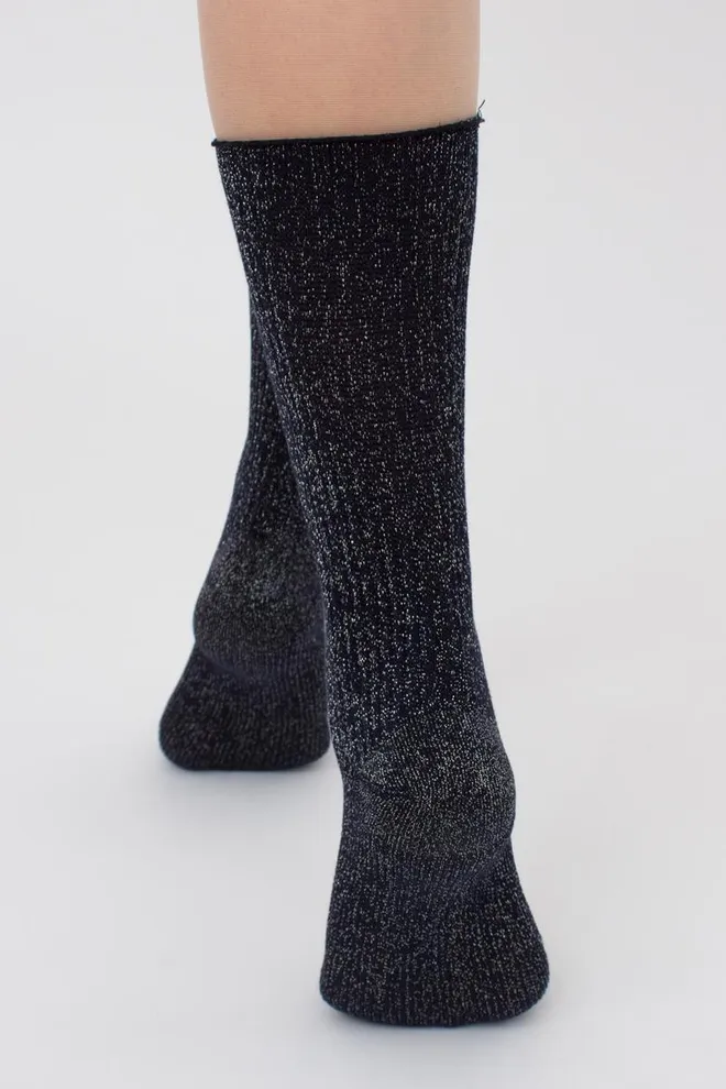 Шкарпетки жіночі з люрексом Ws4 lurex rib 001 Giulia (navy)