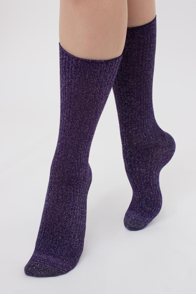 Шкарпетки жіночі з люрексом Ws4 lurex rib 001 Giulia (violet indigo)