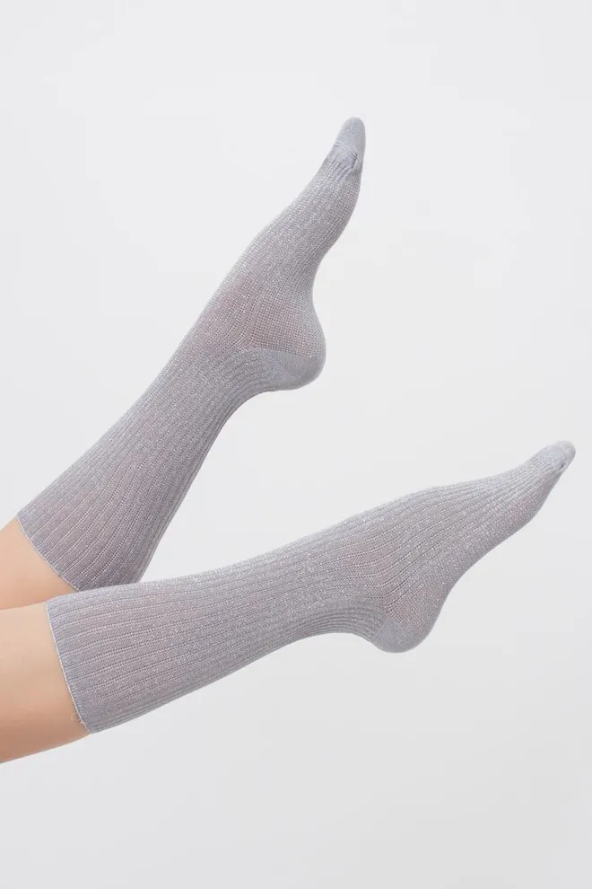 Шкарпетки жіночі з люрексом Ws4 lurex rib 001 Giulia (silver)