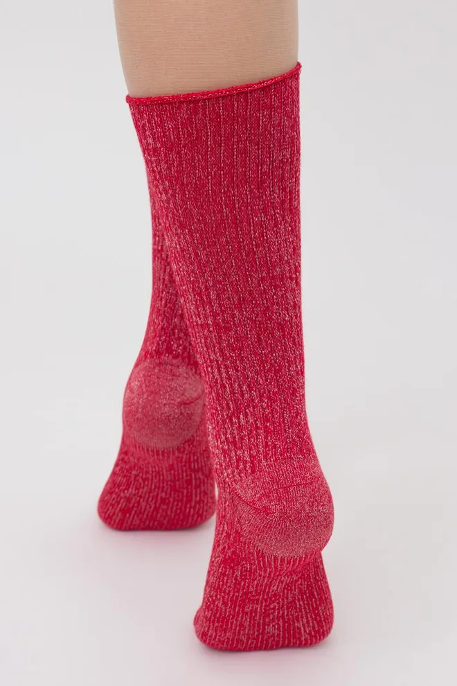 Шкарпетки жіночі з люрексом Ws4 lurex rib 001 Giulia (red)