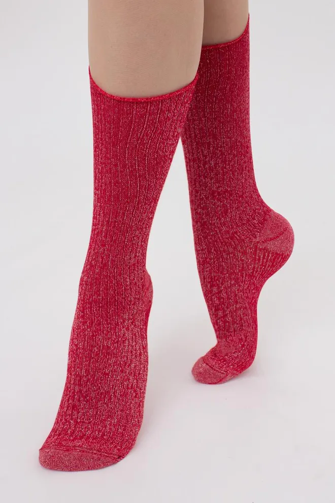 Шкарпетки жіночі з люрексом Ws4 lurex rib 001 Giulia (red)