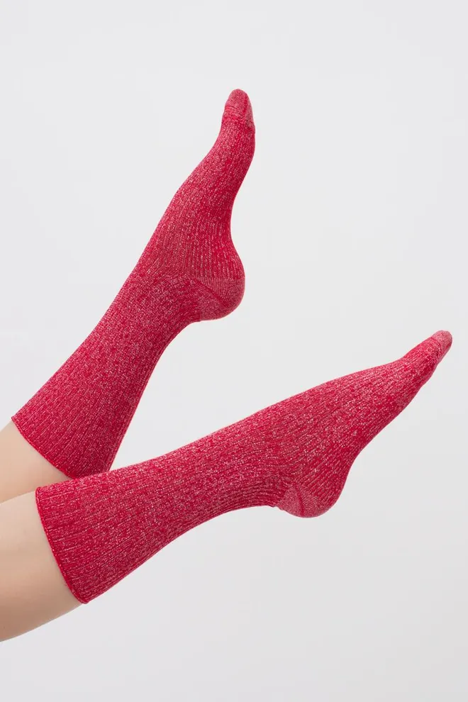 Шкарпетки жіночі з люрексом Ws4 lurex rib 001 Giulia (red)