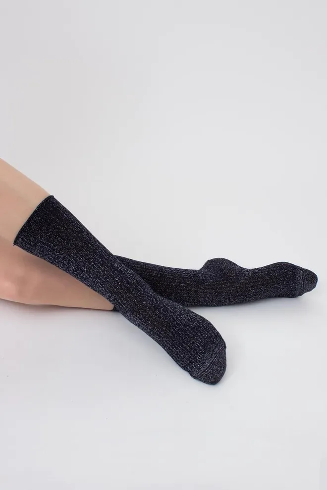 Шкарпетки жіночі з люрексом Ws4 lurex rib 001 Giulia (navy)