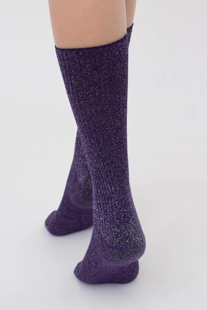 Шкарпетки жіночі з люрексом Ws4 lurex rib 001 Giulia (violet indigo)