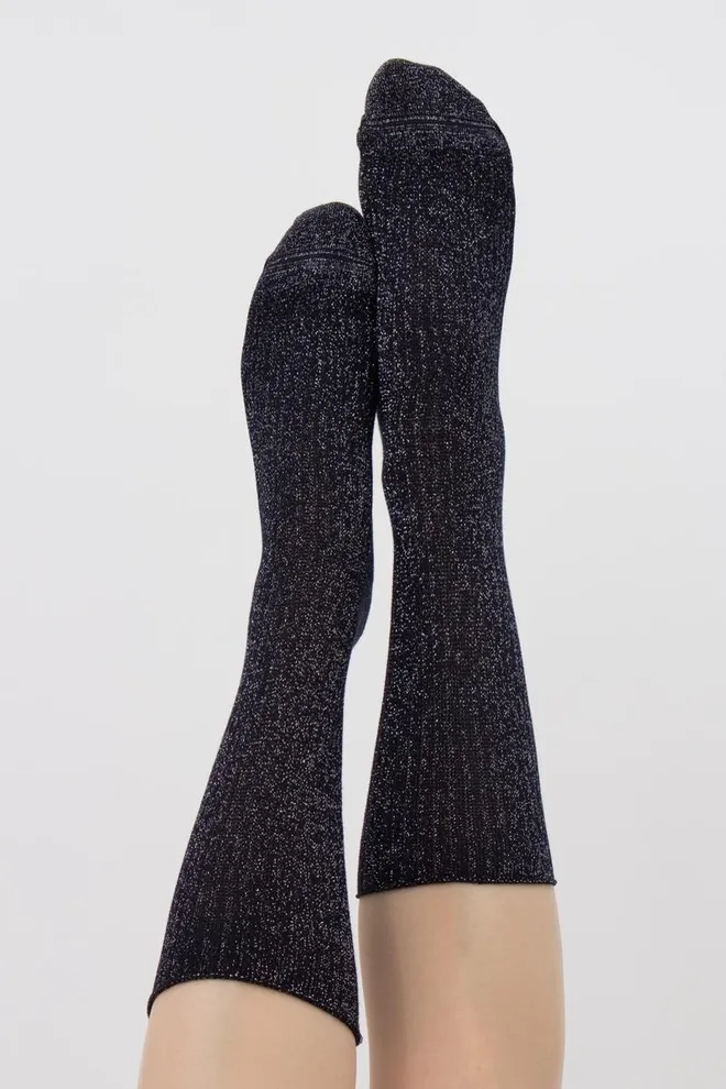 Шкарпетки жіночі з люрексом Ws4 lurex rib 001 Giulia (navy)