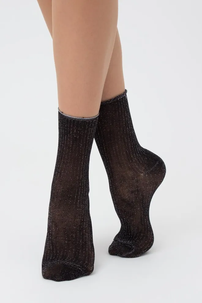 Носки женские с люрексом Ws4 lurex rib 001 Giulia (silver metallic)