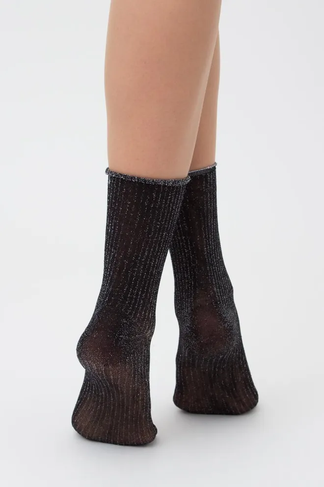 Носки женские с люрексом Ws4 lurex rib 001 Giulia (silver metallic)