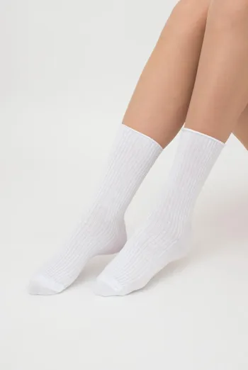 Шкарпетки жіночі високі в рубчик WS4 rib Giulia (white)