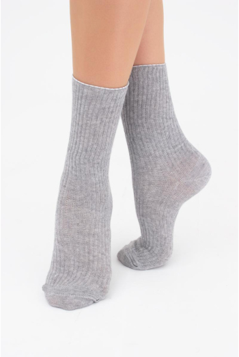 Носки женские высокие в рубчик WS4 rib Giulia (light grey melange), серый Носки женские высокие в рубчик WS4 rib Giulia (light grey melange), серый