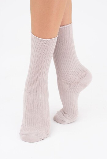 Носки женские высокие в рубчик WS4 rib Giulia (moonlight), бежевый Носки женские высокие в рубчик WS4 rib Giulia (moonlight), бежевый