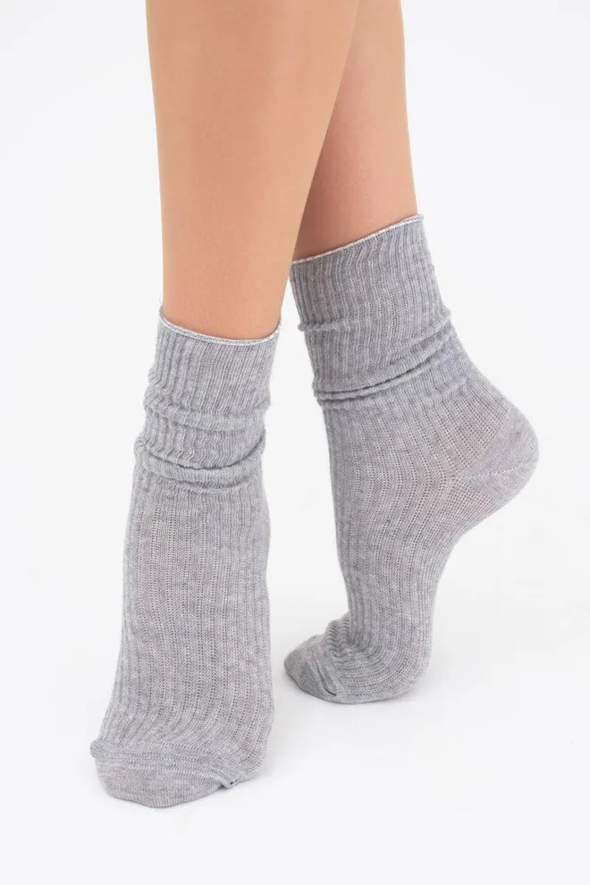 Шкарпетки жіночі високі в рубчик WS4 rib Giulia (light grey melange), сірий