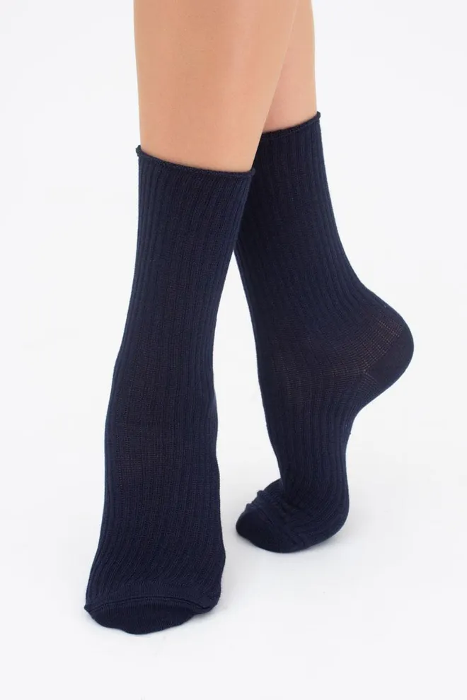Шкарпетки жіночі високі в рубчик WS4 rib Giulia (navy)