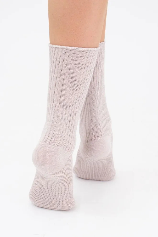Шкарпетки жіночі високі в рубчик WS4 rib Giulia (moonlight), бежевий
