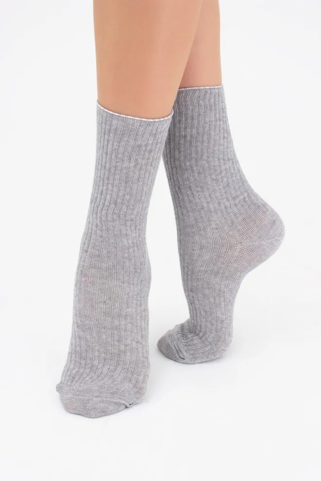 Шкарпетки жіночі високі в рубчик WS4 rib Giulia (light grey melange), сірий