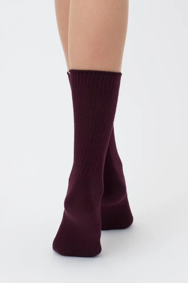 Шкарпетки жіночі високі в рубчик WS4 rib Giulia (vintage grape)