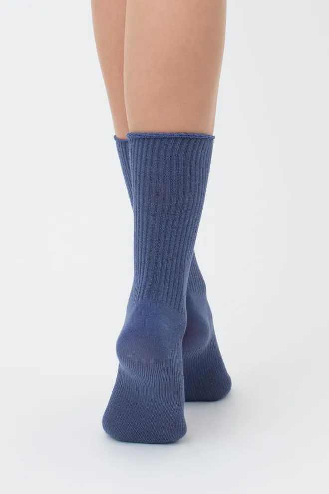 Шкарпетки жіночі високі в рубчик WS4 rib Giulia (jeans), синій
