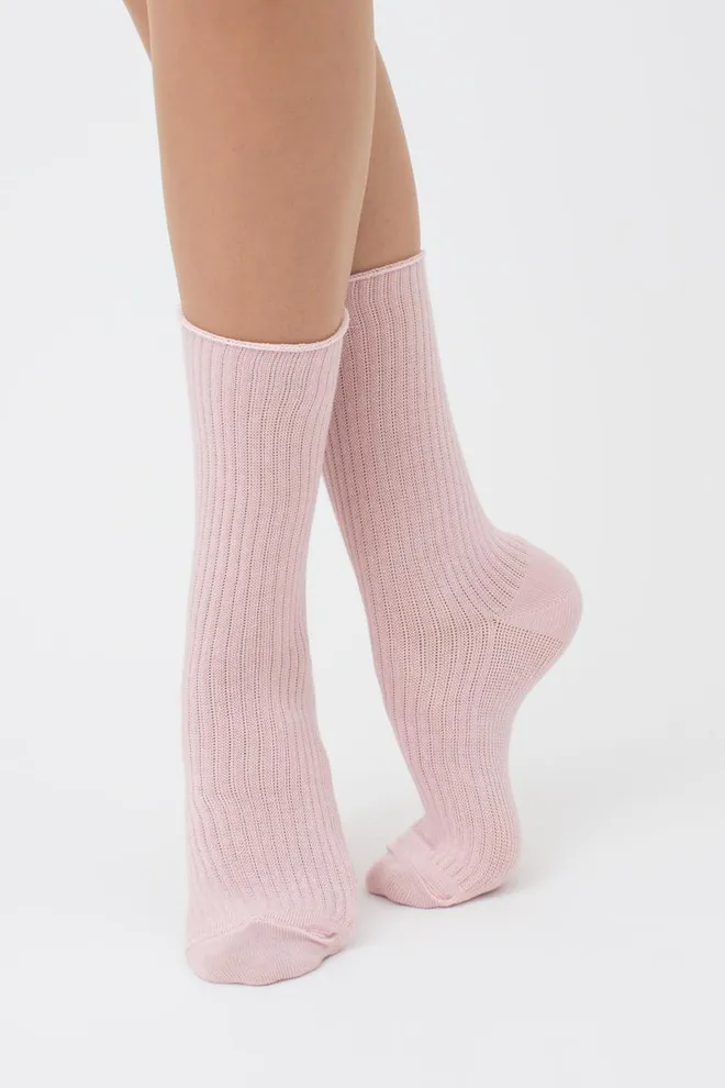 Шкарпетки жіночі високі в рубчик WS4 rib Giulia (blushing bride), рожевий