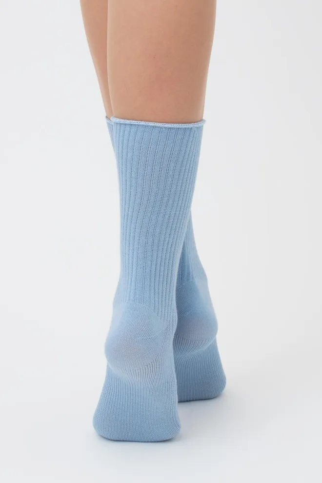 Шкарпетки жіночі високі в рубчик WS4 rib Giulia (baby blue), блакитний
